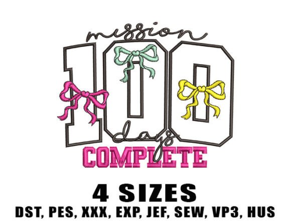 100 Days Complete: A Fresh Embroidery Design for Versatile Selling
