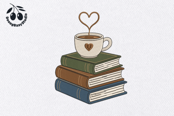 Coffee Books Embroidery Design: A Cozy Blend of Charm and Craft