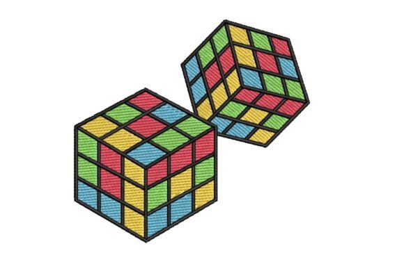 Colorful Rubik’s Cubes: A Retro-Inspired Embroidery Design for Personalized Gifts