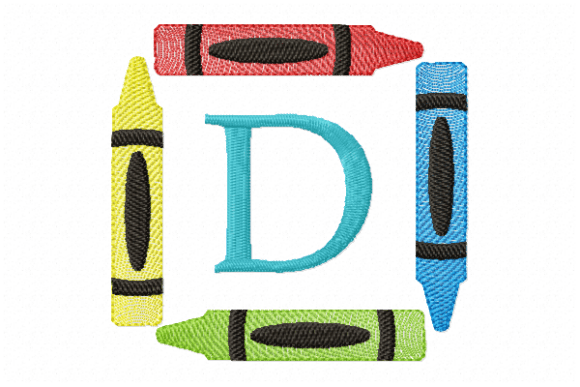 Crayons Frame Monogram Letter D: A Playful Yet Professional Embroidery Choice