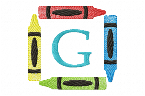Crayons Frame Monogram Letter G: A Seasonal Embroidery Gem