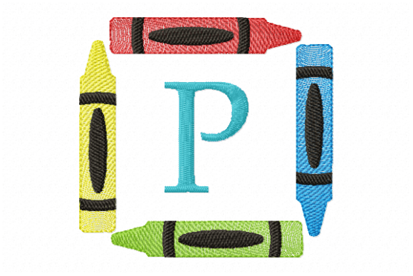 Crayons Frame Monogram Letter P: A Charming Addition to Boutique Apparel