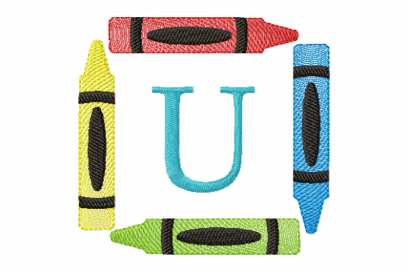 Crayons Frame Monogram Letter U: A Versatile Design for Small Business Embroidery