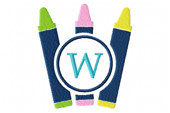 Crayons Frame Monogram Letter W