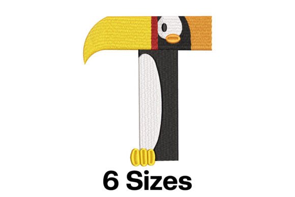 Funny Toucan Alphabet Letter T: A Playful Touch for Seasonal Embroidery