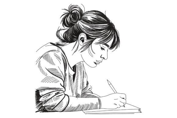 Girl Reading Book: A Charming Touch for Personalized Embroidery Gifts