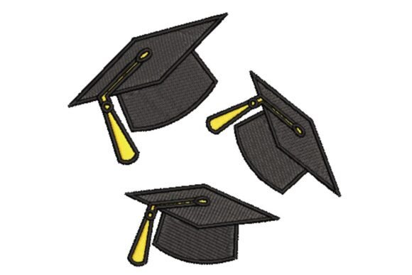 Graduation Caps Toss: A Joyful Embroidery Design for Seasonal Celebrations