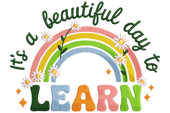 Rainbow School Quote Embroidery Design Review for Small Business Merchandise