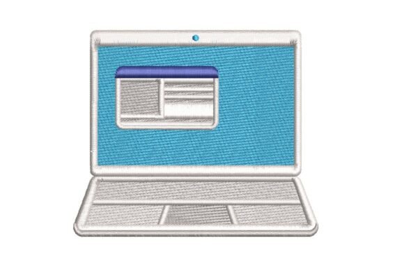 Stylized Laptop Embroidery Design for Modern Apparel