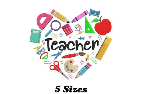 Teacher Heart Symbol: A Playful Touch for Real Embroidery Projects