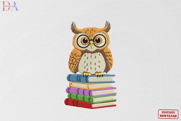 Wise Owl Book Stack: A Seasonal Embroidery Gem